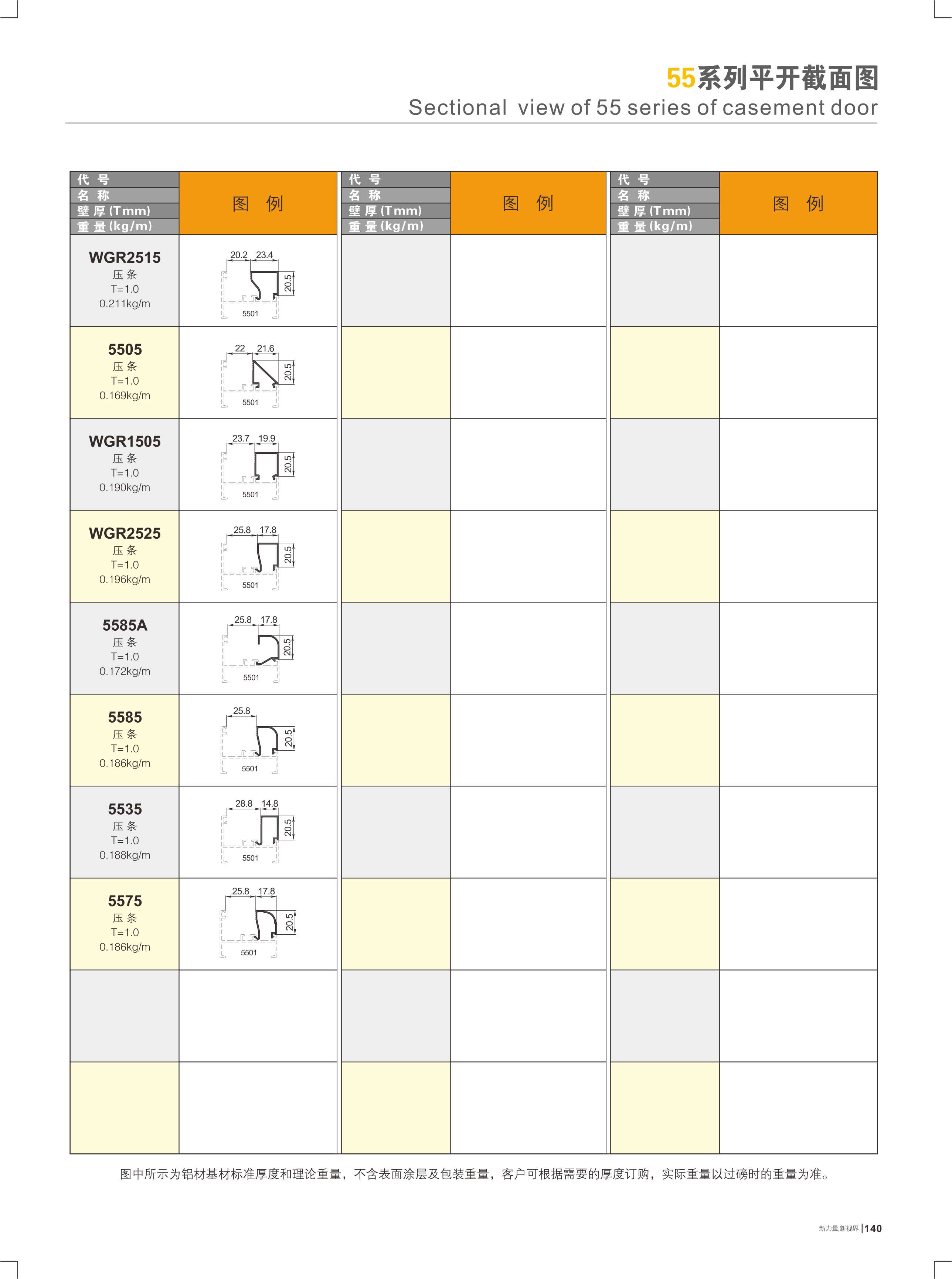 55系列平开截面图